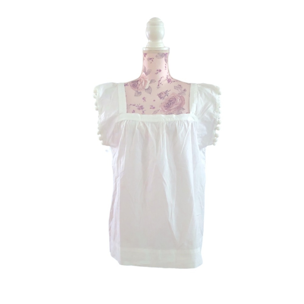 J.Crew Square-neck top in cotton poplin with pom-poms - Picture 3 of 3